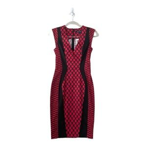 French Connection Red Sheath Midi Pencil Dress
